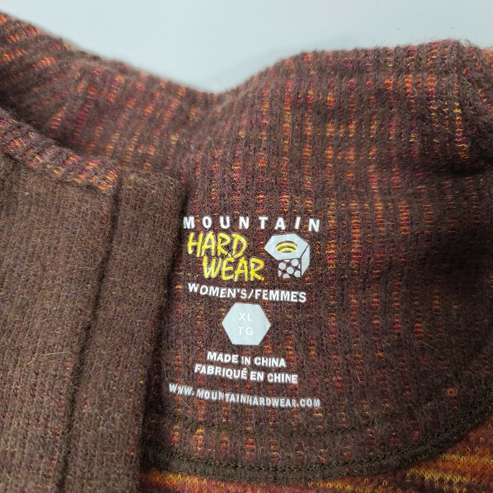 Mountain Hardwear Women's Size XL Brown W Maroon/Purple Wool Knit Sweater Jacket - Picture 4 of 9